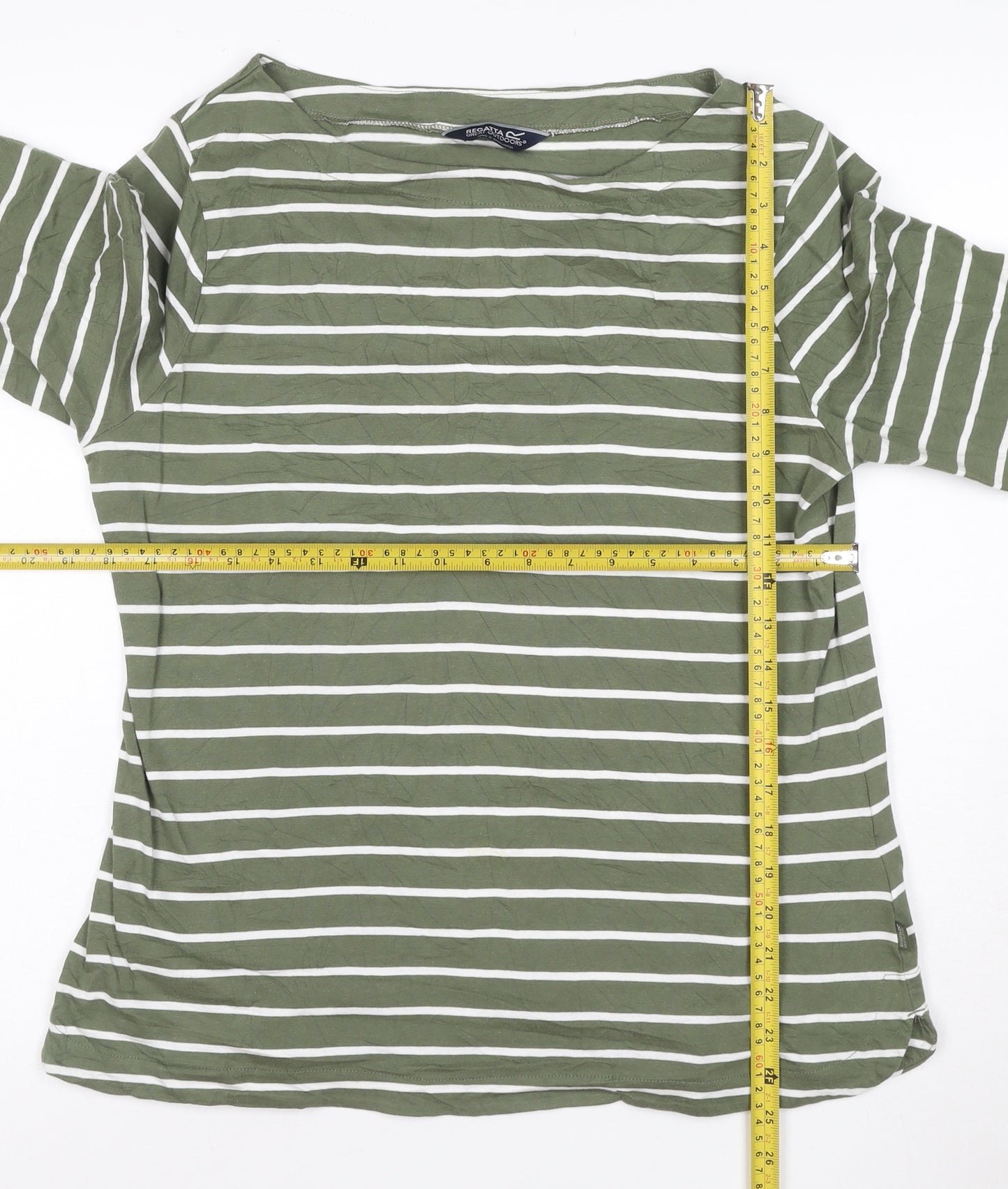 Regatta Women’s Green Striped 3/4 Sleeve Cotton T-Shirt L