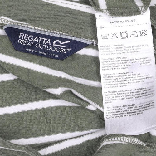 Regatta Women’s Green Striped 3/4 Sleeve Cotton T-Shirt L