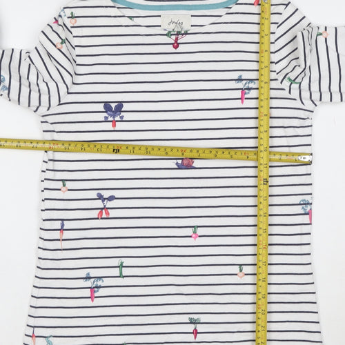 Joules Womens White Striped Long Sleeve Cotton T-Shirt Size 10