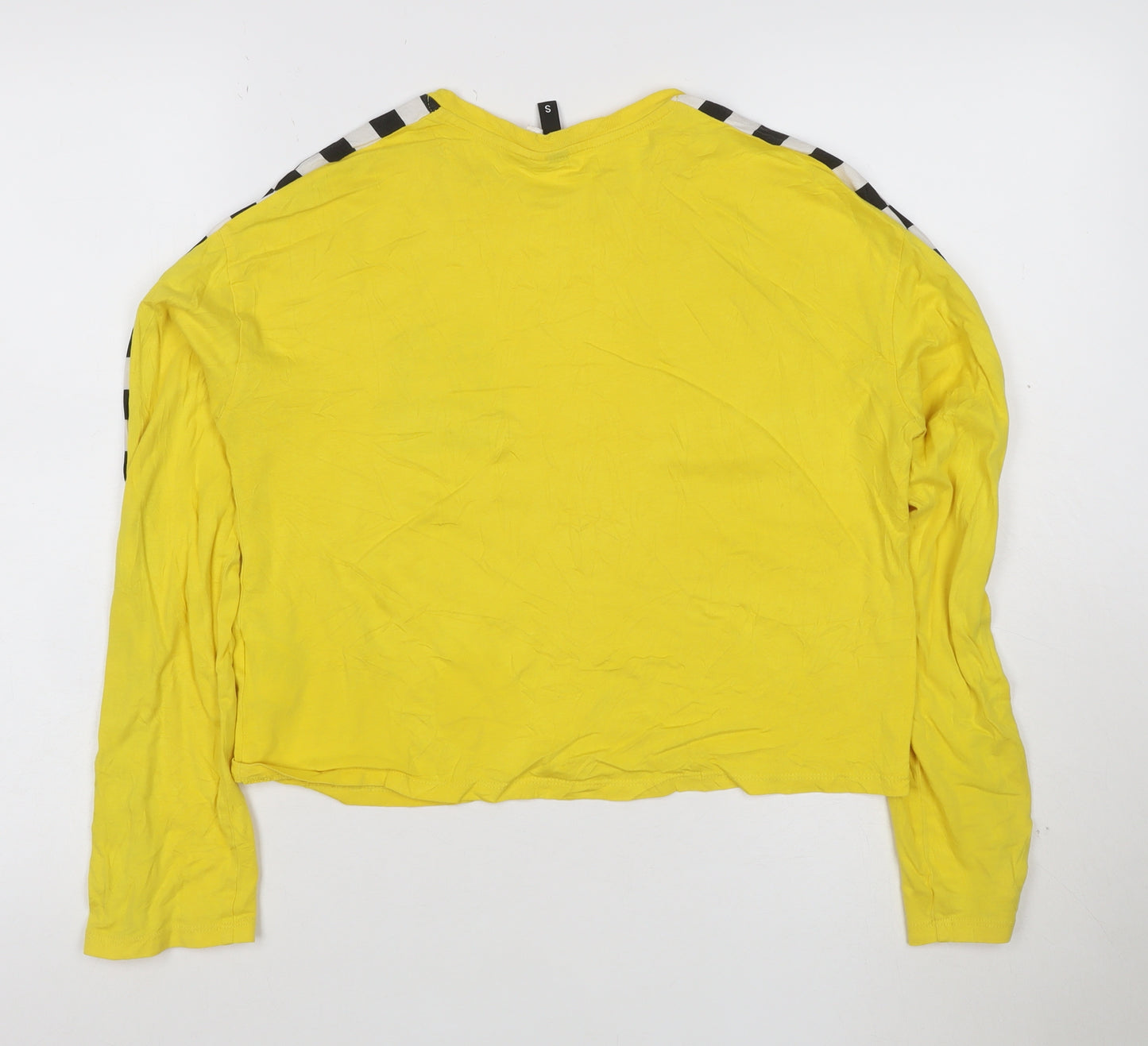 H&M Divided Women's Yellow Cropped Long Sleeve Racing T-Shirt - Size S