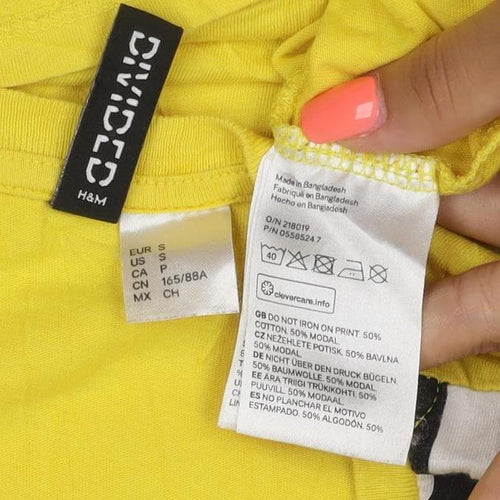 H&M Divided Women's Yellow Cropped Long Sleeve Racing T-Shirt - Size S