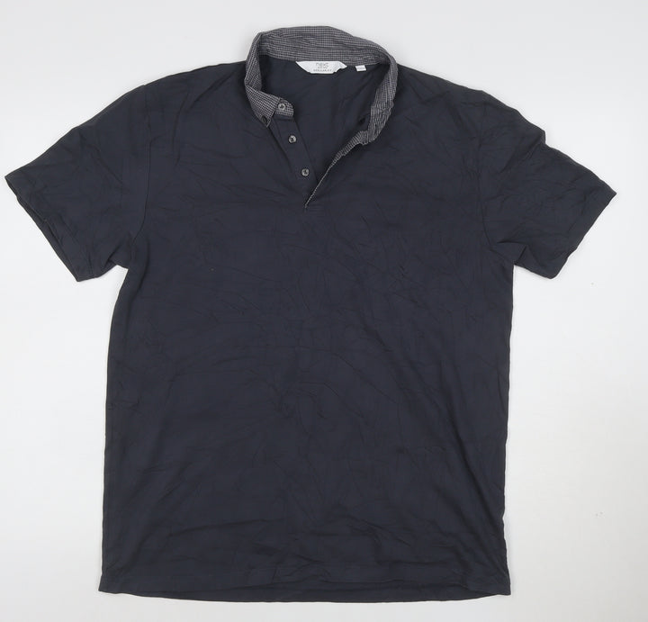 Next Men's Blue Regular Fit Cotton Polo Shirt L