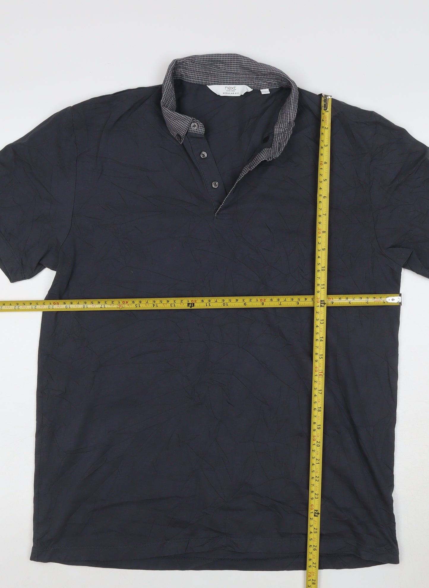 Next Men's Blue Regular Fit Cotton Polo Shirt L