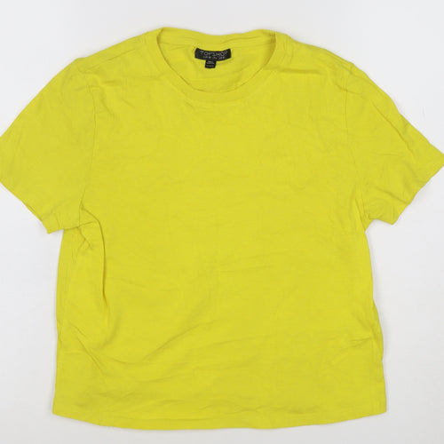 Topshop Women’s Yellow Cotton Crew Neck Short Sleeve T-Shirt Size 10