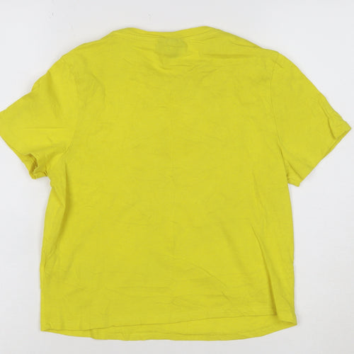 Topshop Women’s Yellow Cotton Crew Neck Short Sleeve T-Shirt Size 10