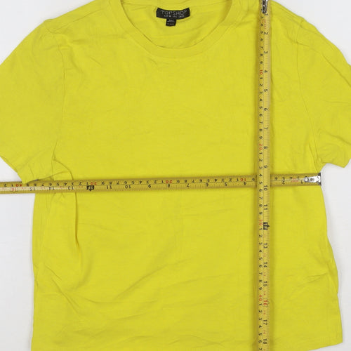 Topshop Women’s Yellow Cotton Crew Neck Short Sleeve T-Shirt Size 10
