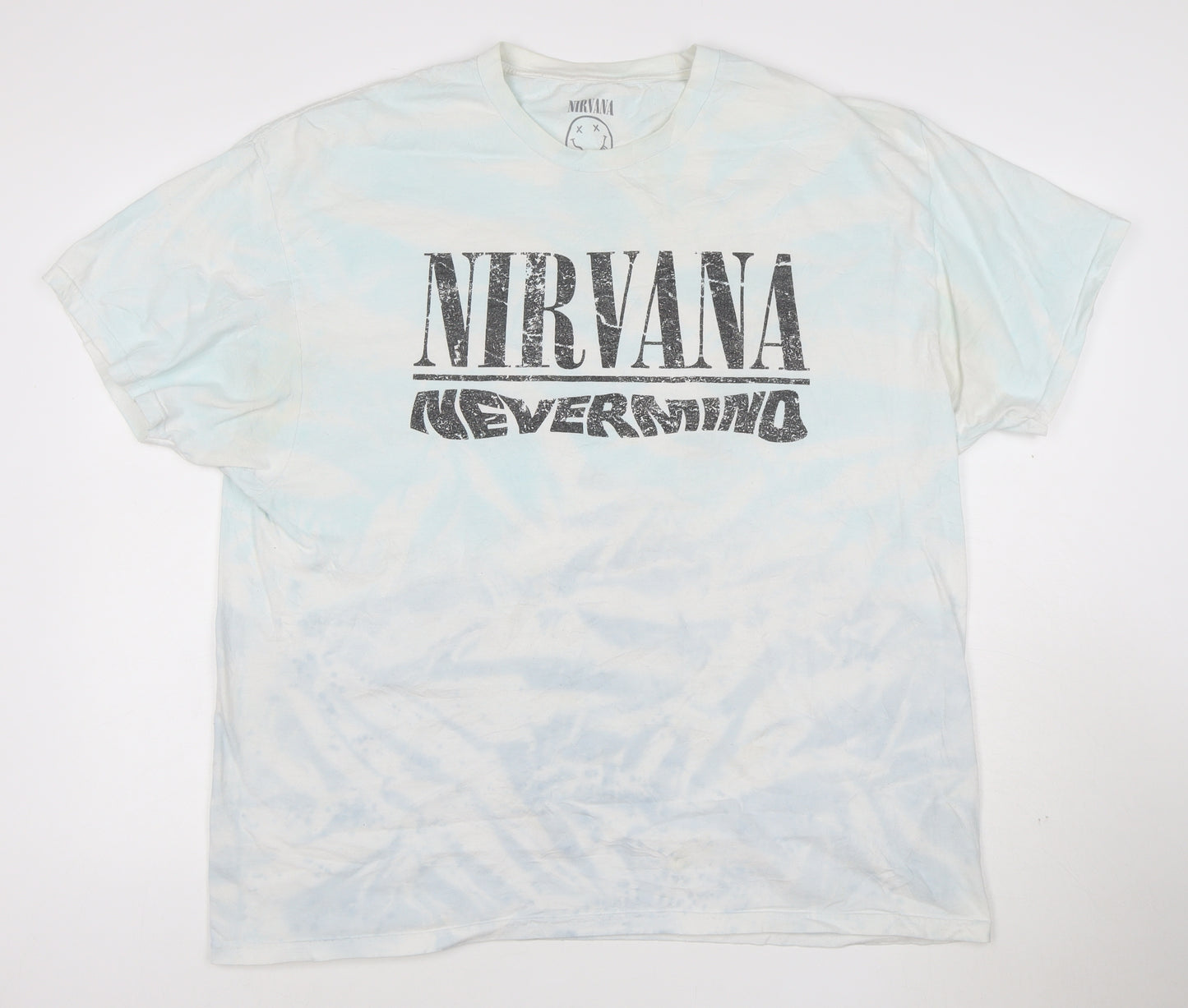 Nirvana Nevermind Men's 2XL Blue Tie-Dye Band T-Shirt 100% Cotton