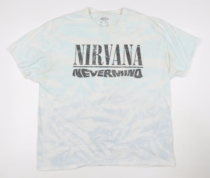 Nirvana Nevermind Men's 2XL Blue Tie-Dye Band T-Shirt 100% Cotton