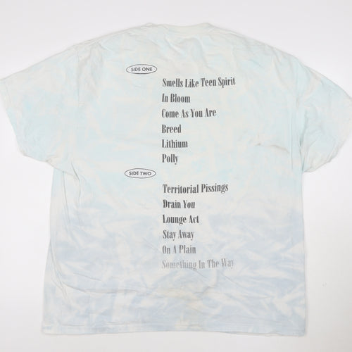 Nirvana Nevermind Men's 2XL Blue Tie-Dye Band T-Shirt 100% Cotton