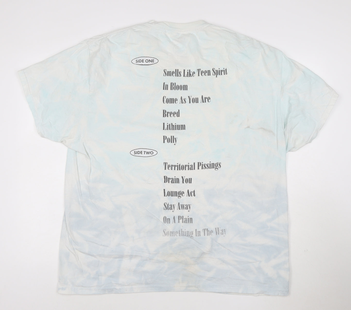 Nirvana Nevermind Men's 2XL Blue Tie-Dye Band T-Shirt 100% Cotton