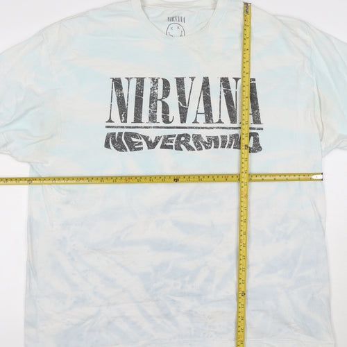 Nirvana Nevermind Men's 2XL Blue Tie-Dye Band T-Shirt 100% Cotton