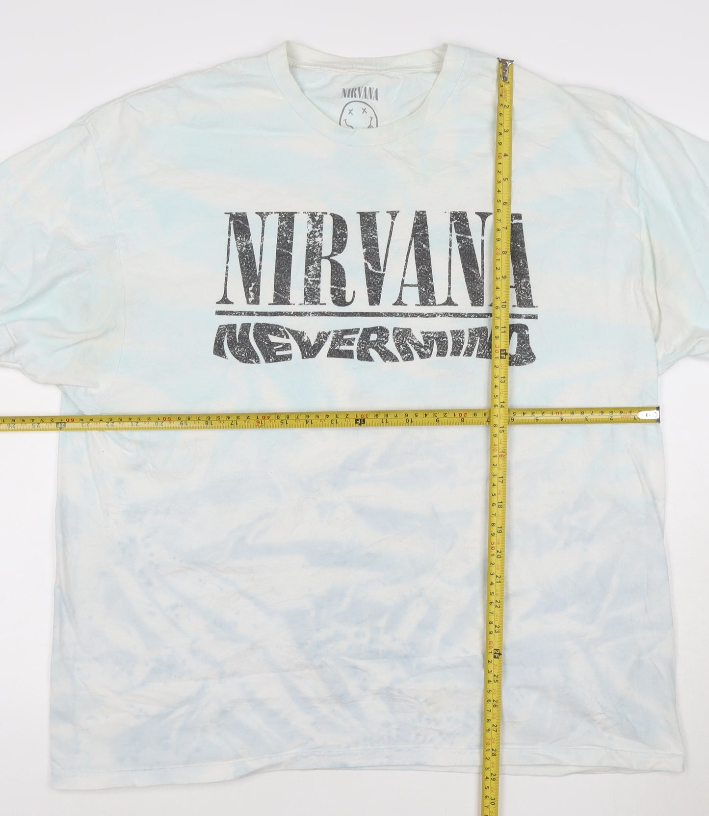 Nirvana Nevermind Men's 2XL Blue Tie-Dye Band T-Shirt 100% Cotton