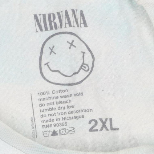 Nirvana Nevermind Men's 2XL Blue Tie-Dye Band T-Shirt 100% Cotton