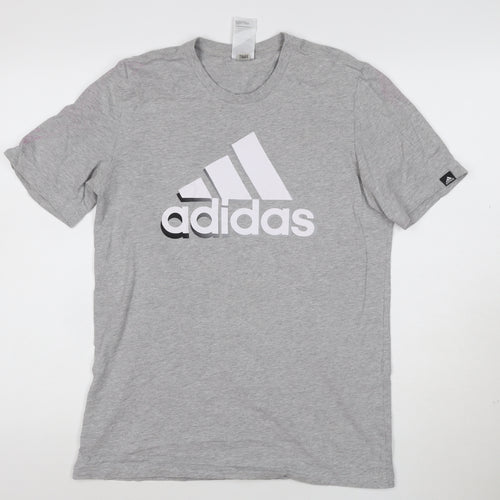 Adidas Men's Grey Crew Neck Short Sleeve Graphic T-Shirt Size M