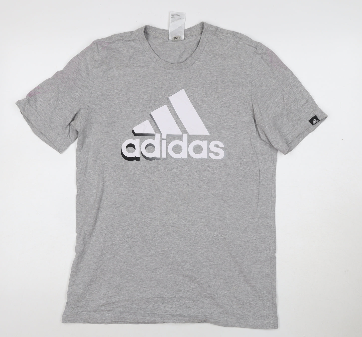 Adidas Men's Grey Crew Neck Short Sleeve Graphic T-Shirt Size M