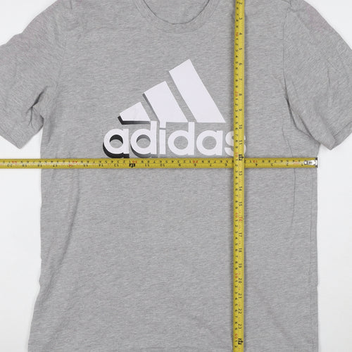 Adidas Men's Grey Crew Neck Short Sleeve Graphic T-Shirt Size M