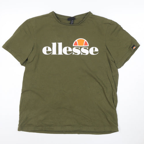 Ellesse Womens Green Cotton Short Sleeve Basic T-Shirt UK 14