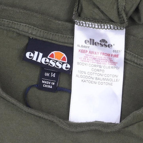 Ellesse Womens Green Cotton Short Sleeve Basic T-Shirt UK 14