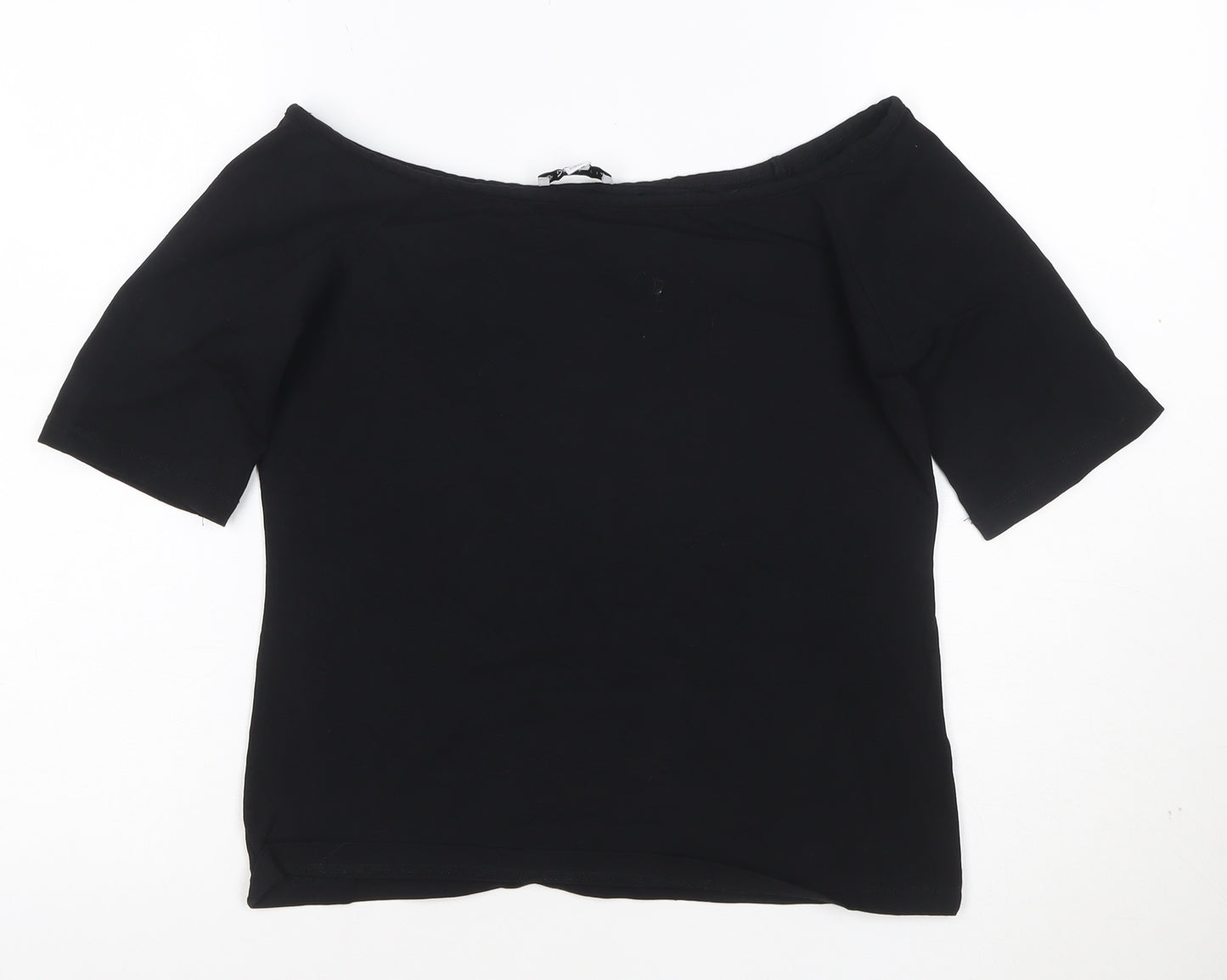 Warehouse Women’s Black Off Shoulder Cotton Jersey Top Size 14