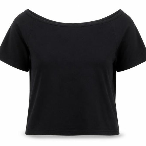 Warehouse Women’s Black Off Shoulder Cotton Jersey Top Size 14