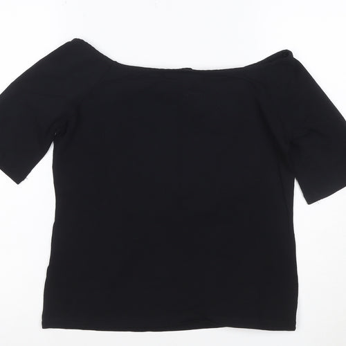 Warehouse Women’s Black Off Shoulder Cotton Jersey Top Size 14