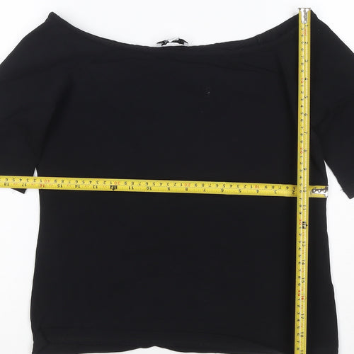Warehouse Women’s Black Off Shoulder Cotton Jersey Top Size 14