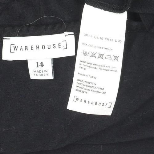 Warehouse Women’s Black Off Shoulder Cotton Jersey Top Size 14