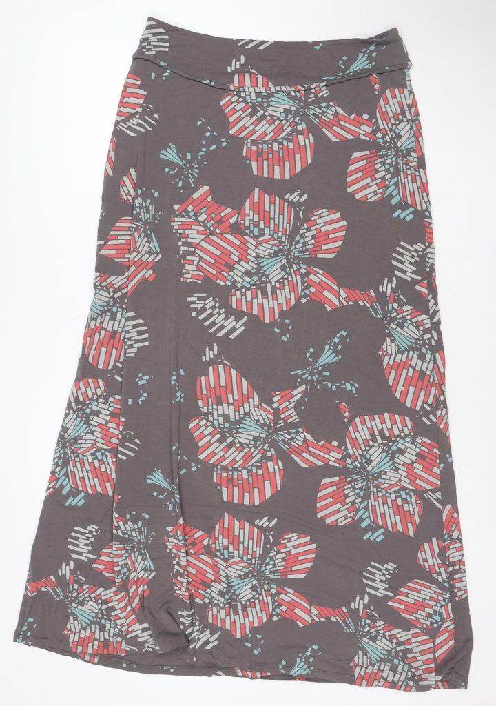 White Stuff Women’s Grey Floral A-Line Midi Skirt Size 12