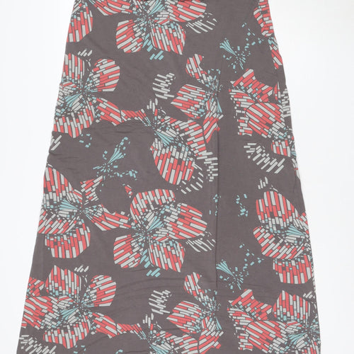 White Stuff Women’s Grey Floral A-Line Midi Skirt Size 12