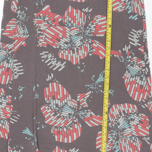 White Stuff Women’s Grey Floral A-Line Midi Skirt Size 12