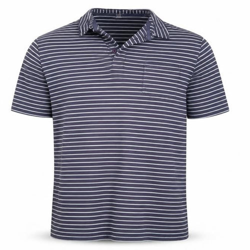 Authentic British Design Men's Blue Striped Cotton Polo Shirt L