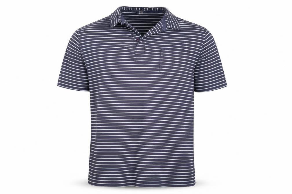 Authentic British Design Men's Blue Striped Cotton Polo Shirt L