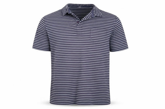Authentic British Design Men's Blue Striped Cotton Polo Shirt L