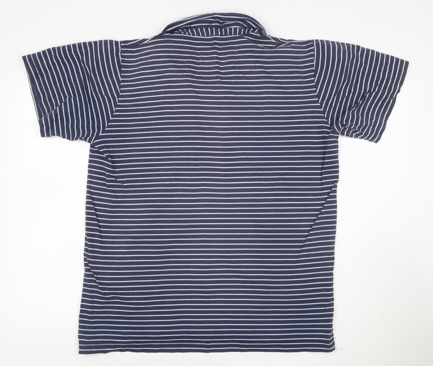 Authentic British Design Men's Blue Striped Cotton Polo Shirt L
