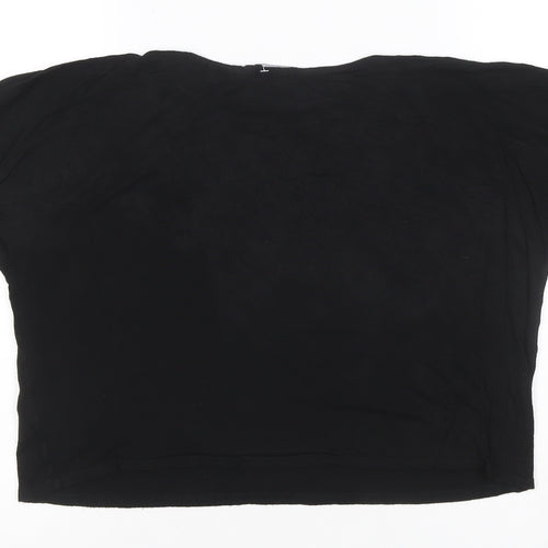 Boohoo Women's Black Elephant Cropped T-Shirt Size 10 Viscose Jersey