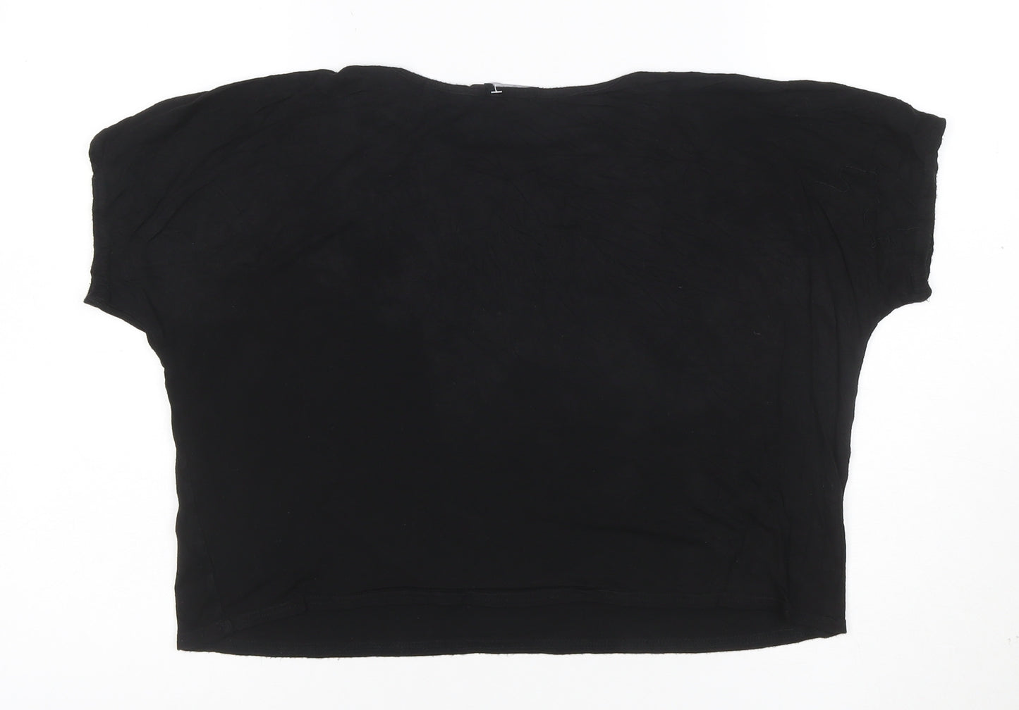Boohoo Women's Black Elephant Cropped T-Shirt Size 10 Viscose Jersey