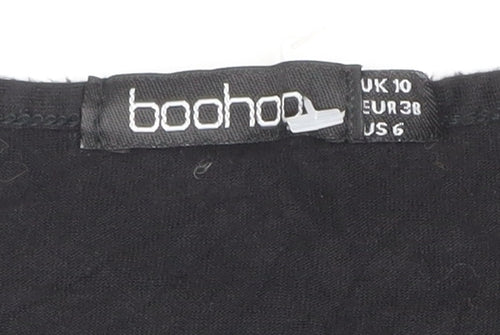 Boohoo Women's Black Elephant Cropped T-Shirt Size 10 Viscose Jersey