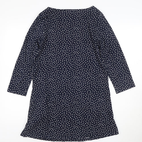 Joules Women Blue Polka Dot Shift Dress Size 12 Cotton 3/4 Sleeve