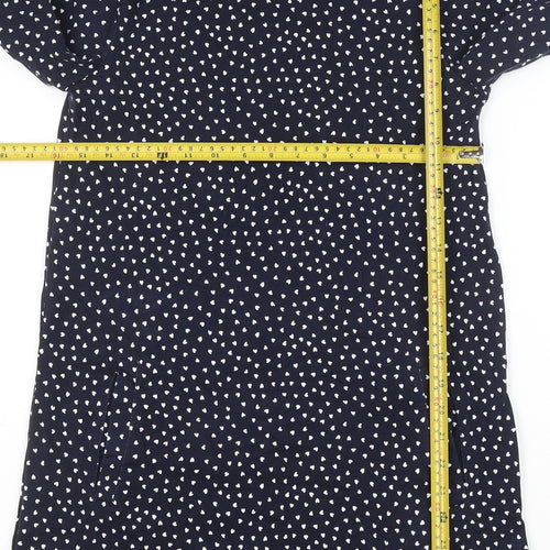 Joules Women Blue Polka Dot Shift Dress Size 12 Cotton 3/4 Sleeve