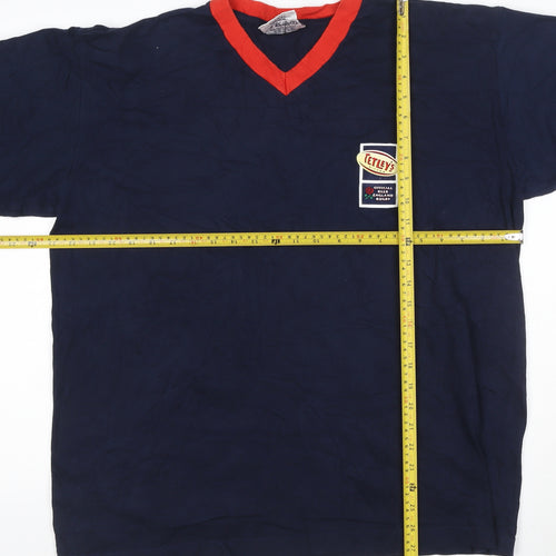 Tetley's Official England Rugby Navy V-Neck Men's T-Shirt One Size