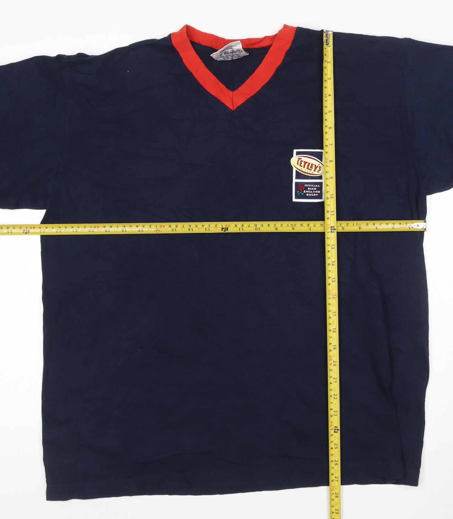 Tetley's Official England Rugby Navy V-Neck Men's T-Shirt One Size