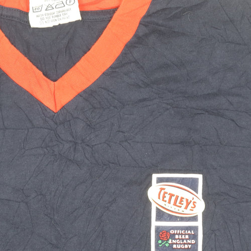 Tetley's Official England Rugby Navy V-Neck Men's T-Shirt One Size