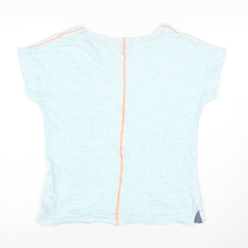 White Stuff Women's Blue Linen Short Sleeve T-Shirt Size 8