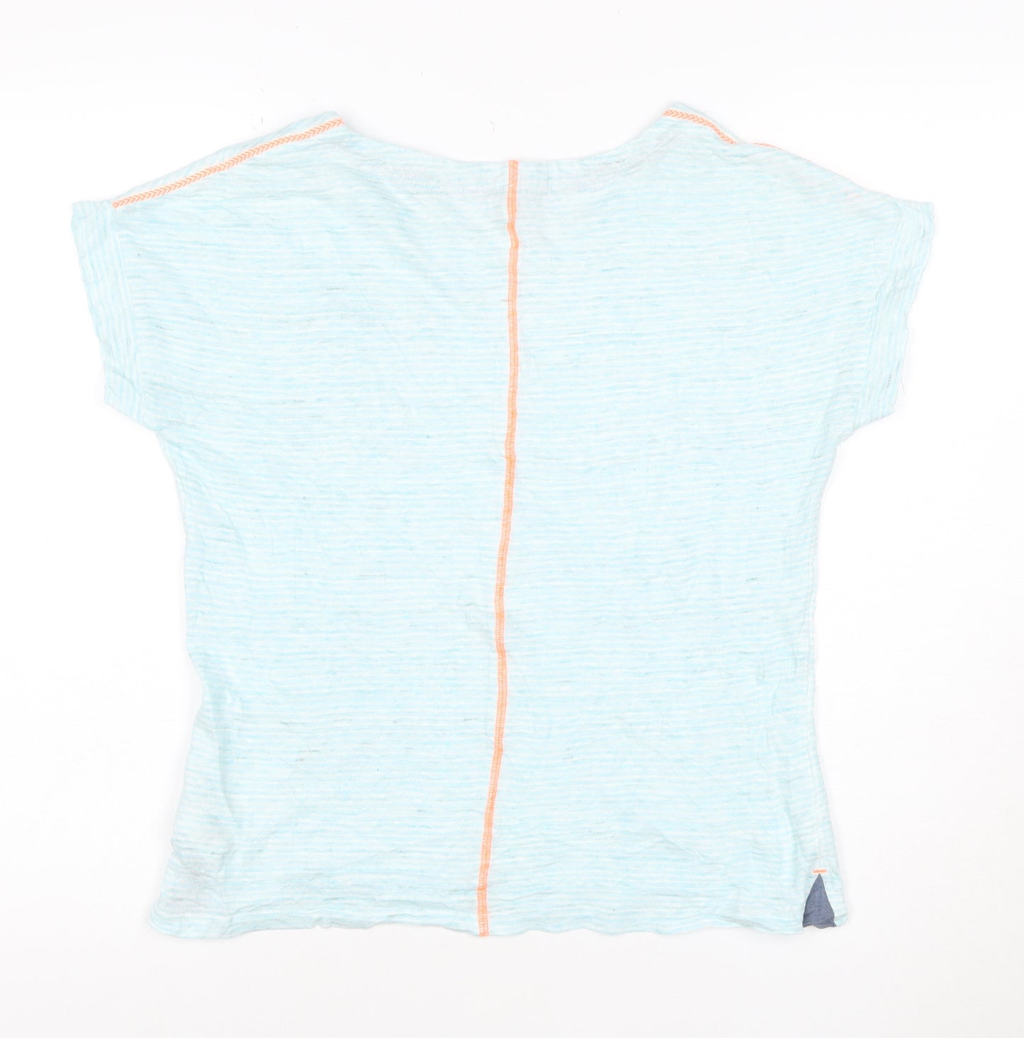 White Stuff Women's Blue Linen Short Sleeve T-Shirt Size 8