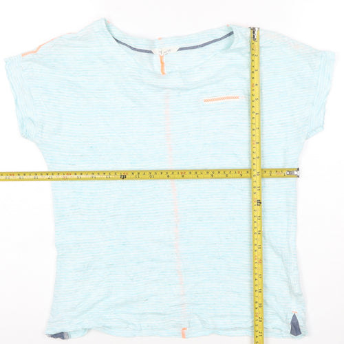 White Stuff Women's Blue Linen Short Sleeve T-Shirt Size 8