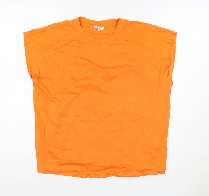 Jigsaw Women's Orange Basic Cotton Modal Sleeveless T-Shirt M