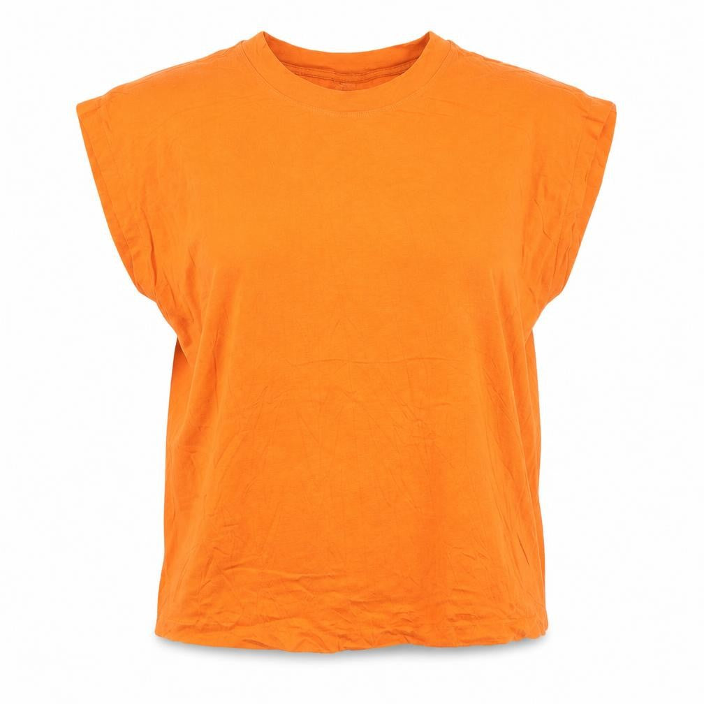 Front view of Jigsaw Women's Orange Basic Cotton Modal Sleeveless T-Shirt M
