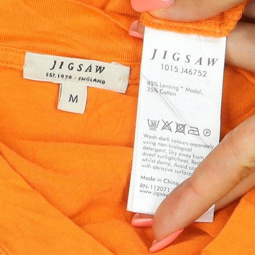 Jigsaw Women's Orange Basic Cotton Modal Sleeveless T-Shirt M