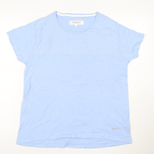 Quba & Co Womens Blue Cotton Short Sleeve T-Shirt Size 10