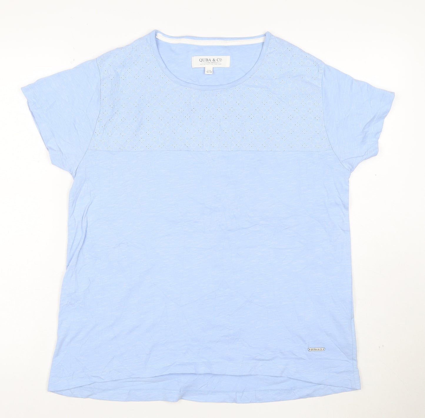 Quba & Co Womens Blue Cotton Short Sleeve T-Shirt Size 10